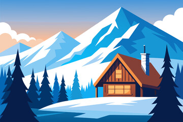 A Cozy Cabin in the Snowy Mountains - Winter Getaway