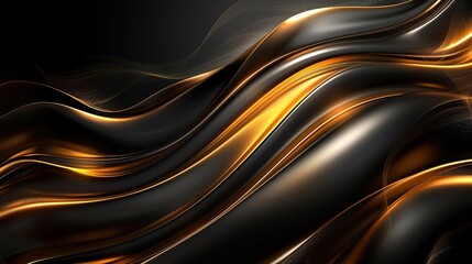 Abstract black and gold waves.