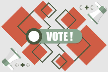 Vector banner. Megaphone with vote speech bubble. Loudspeaker. Banner for business, marketing. Banner design vector illustration.