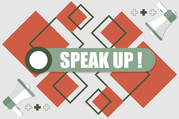 Vector banner. Megaphone with speak up speech bubble. Loudspeaker. Banner for business, marketing. Banner design vector illustration.