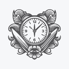  clock with a Summer surfboard  illustration.