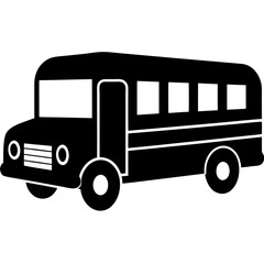 School bus icon isolated silhouette vector illustration on white background