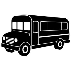 School bus icon isolated silhouette vector illustration on white background