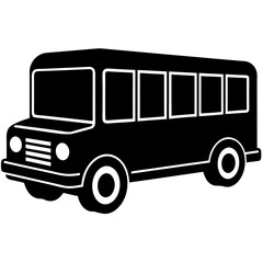 School bus icon isolated silhouette vector illustration on white background