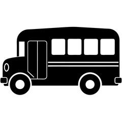 School bus icon isolated silhouette vector illustration on white background