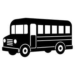 School bus icon isolated silhouette vector illustration on white background