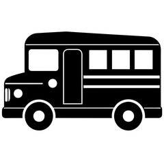 School bus icon isolated silhouette vector illustration on white background