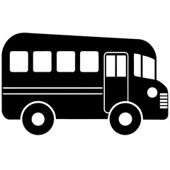 School bus icon isolated silhouette vector illustration on white background