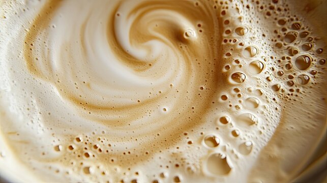 Close-up of milk foam swirling inside a frothing pitcher, creating a perfect texture for latte art.