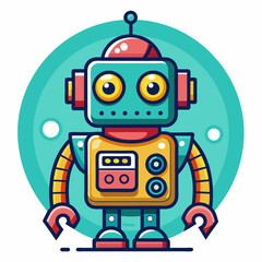 Fototapeta premium Cute robot cartoon icon character isolated, graphic design sign