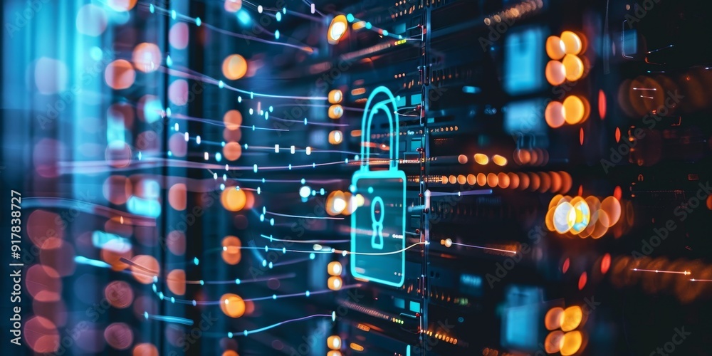 Poster In-depth cybersecurity assessment process, showing experts evaluating security protocols, assessing risks, and implementing strategies to safeguard digital environments