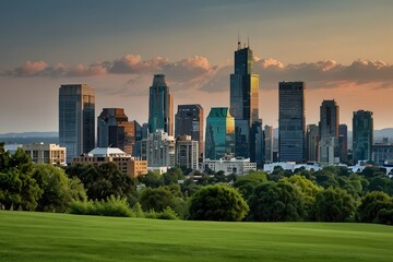 Fototapeta premium city skyline at sunrise