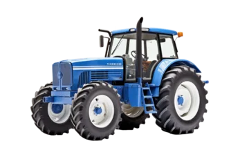 Fototapeten Agricultural blue tractor on transparent background.  Topics related to the agricultural world. Image for graphic designer. Agricultural job offer. Organic farming Transparent background png cutouts  © Mary