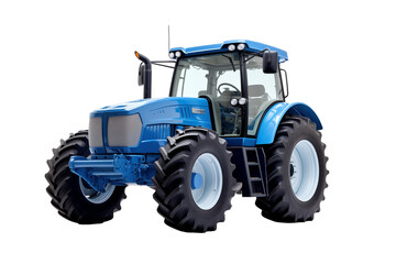 Obraz premium Agricultural blue tractor on transparent background. Topics related to the agricultural world. Image for graphic designer. Agricultural job offer. Organic farming Transparent background png cutouts 
