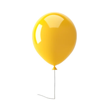 recommend clip art: yellow balloon on white background, A single yellow balloon with a reflective surface, tied with a ribbon