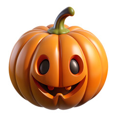 3D model of an orange pumpkin carved into a lantern, Halloween decoration