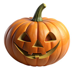 3D model of an orange pumpkin carved into a ghost face, Halloween decoration