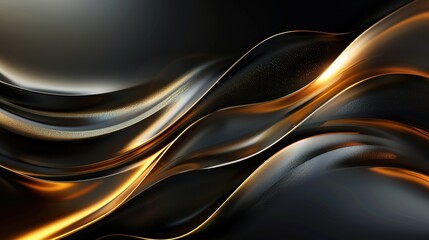 Obraz premium Abstract black and gold wavy background.