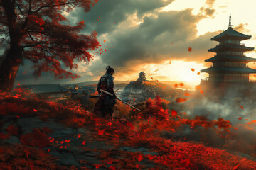 Sentinel of the Misty Citadel : A Samurai's Vigil - Generative AI