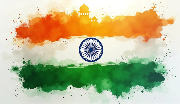  .Happy independance day.A hand-drawn vector illustration for Indian Independence Day, featuring the Indian flag.