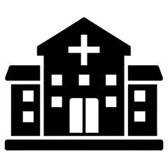 Obraz premium Hospital building vector icon. Icon of hospital building flat-style vector illustration.