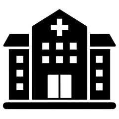 Hospital building vector icon. Icon of hospital building flat-style vector illustration.