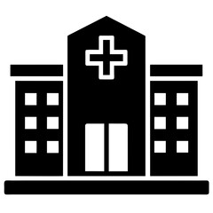 Hospital building vector icon. Icon of hospital building flat-style vector illustration.