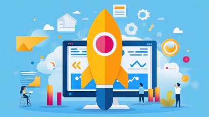 Strategic Advertising Planning with SEO and Keyword Research in Minimalist Flat Illustration Style