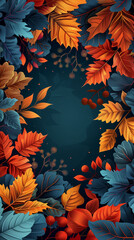 Colorful autumn leaves background, vibrant foliage, seasonal decoration, with copy space