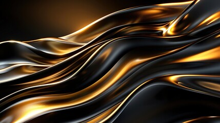 Obraz premium Abstract black and gold wavy background.