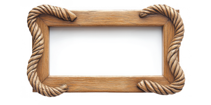 Rectangular Wooden Frame with Rope Detailing