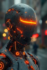 Fototapeta premium Futuristic Robot with Glowing Lights