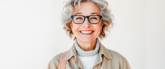Portrait of a smiling senior woman wearing glasses