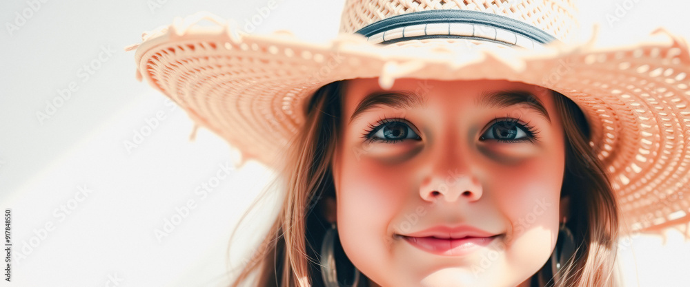 Canvas Prints Smiling girl with straw hat