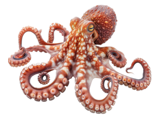 A vibrant octopus showcasing intricate patterns and colors, perfect for marine life illustrations and ocean-themed designs.