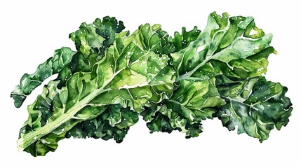 Obraz premium Kale chips with sea salt,Clipart, watercolor illustration, Perfect for nursery art The style is hand drawn, white background