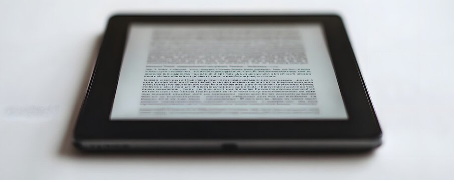 Black E-reader with Text Displayed on Screen Photo