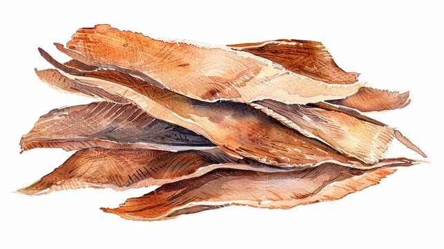 Katsuobushi (dried bonito flakes) clipart,Clipart, watercolor illustration, Perfect for nursery art The style is hand  drawn, white background