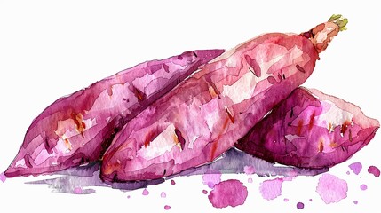 Satsumaimo (Japanese sweet potato) clipart,Clipart, watercolor illustration, Perfect for nursery art The style is hand  drawn, white background