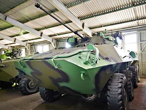 MUSEUM KUBINKA, MOSCOW, RUSSIA - Aug 23, 2014: Armored personnel carrier BTR-90. Soviet Union