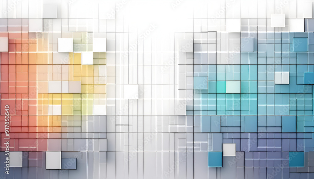 Poster abstract geometric pattern with colorful squares on a gradient background