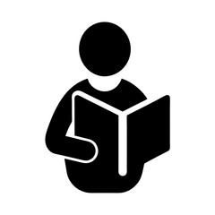 Reading book icon silhouette vector illustration