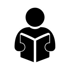 Reading book icon silhouette vector illustration