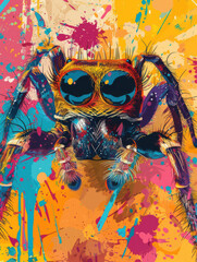 Spider in 70s Retro Style - colorful wallpapers