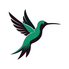 Elegant silhouette hummingbird vector.