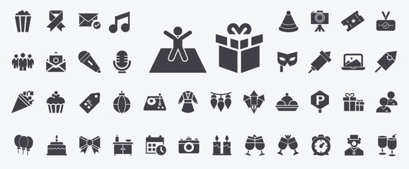 Party event glyph icon festive gathering people to celebrate special occasion, food music drinks holiday