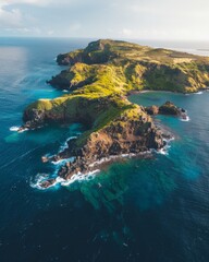 Aerial View of a Rugged Coastal Island