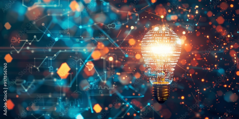 Aufkleber A bright light bulb amidst a flurry of AI-related icons, including algorithms and data visualizations, symbolizing the illumination of ideas through artificial intelligence