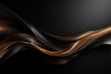 Obraz premium Abstract black and gold wavy background.