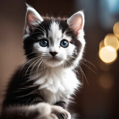 Charming Close-Up of an Adorable Kitten with Soft Fur and Bright Eyes